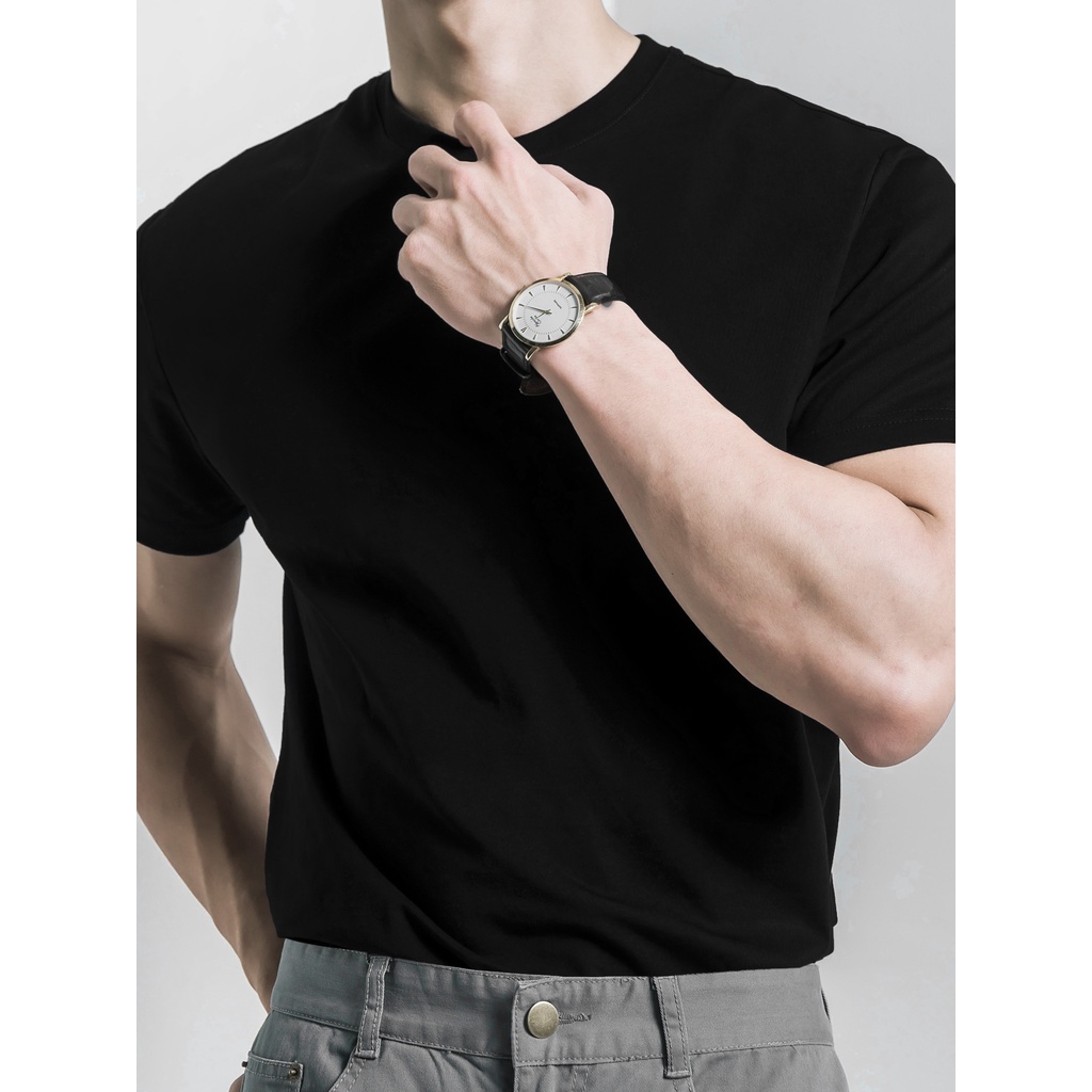 Áo Phông Nam Cộc Tay Ceffylo Màu Đen Form Slimfit Chất liệu Cotton Co Dãn 4 Chiều Thoáng Mát Thời Trang Nam Basic