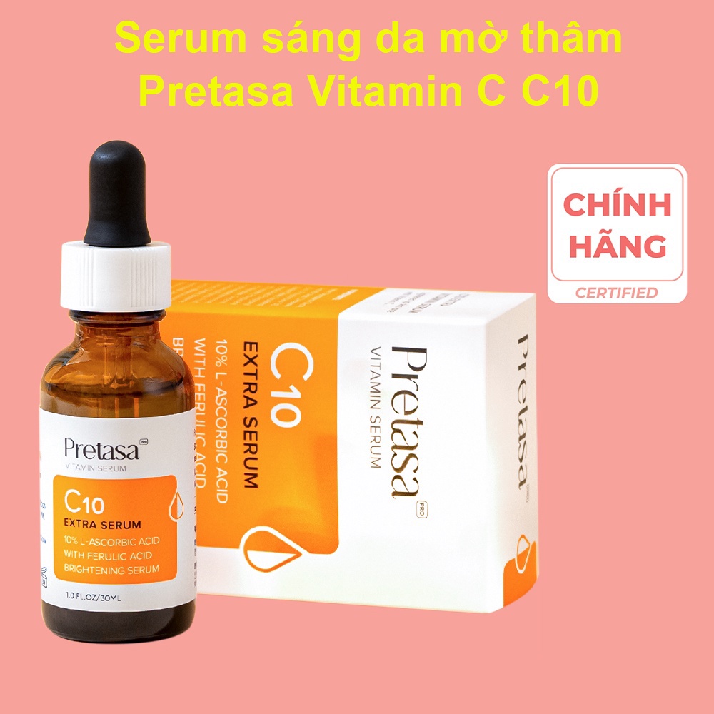 Serum sáng da mờ thâm Pretasa Vitamin C C10 CAM - Hàng Chính Hãng