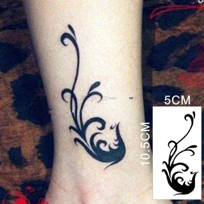 Miếng dán hình xăm nữ chống nước lâu dài gợi cảm phượng đen trắng vật tổ ngực chân hoa cánh tay mắt cá