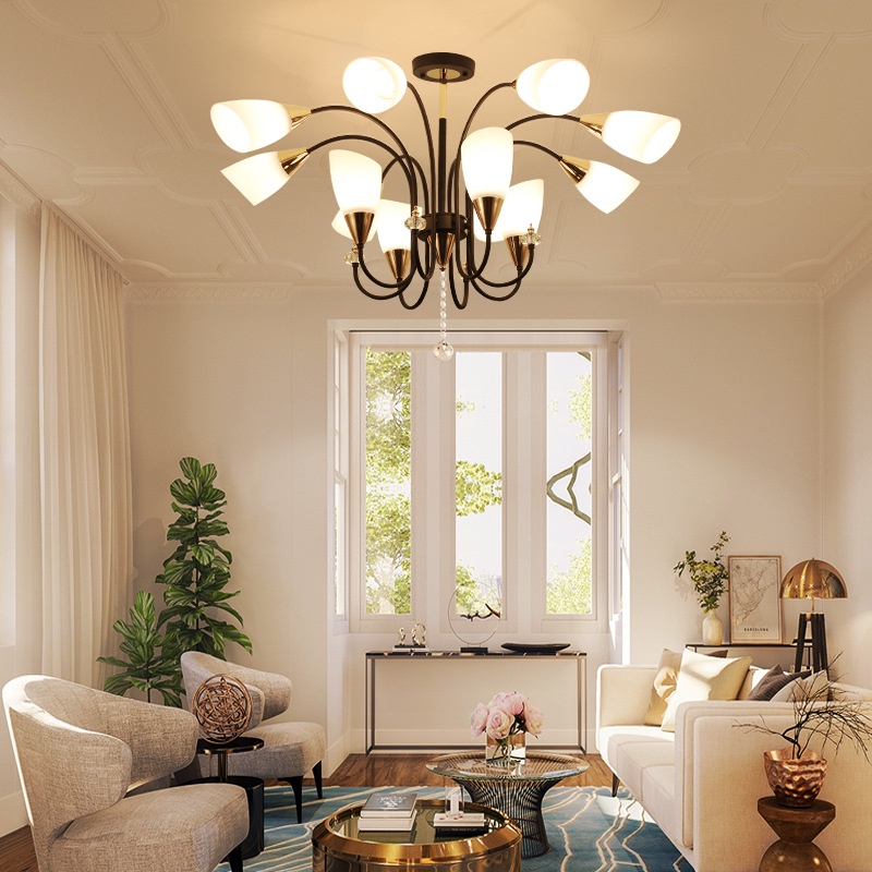 Đèn chùm Đèn Thả Trần tay TUYLIP 12-15 cánh trang trí phòng khách, phòng ngủ, bàn ăn