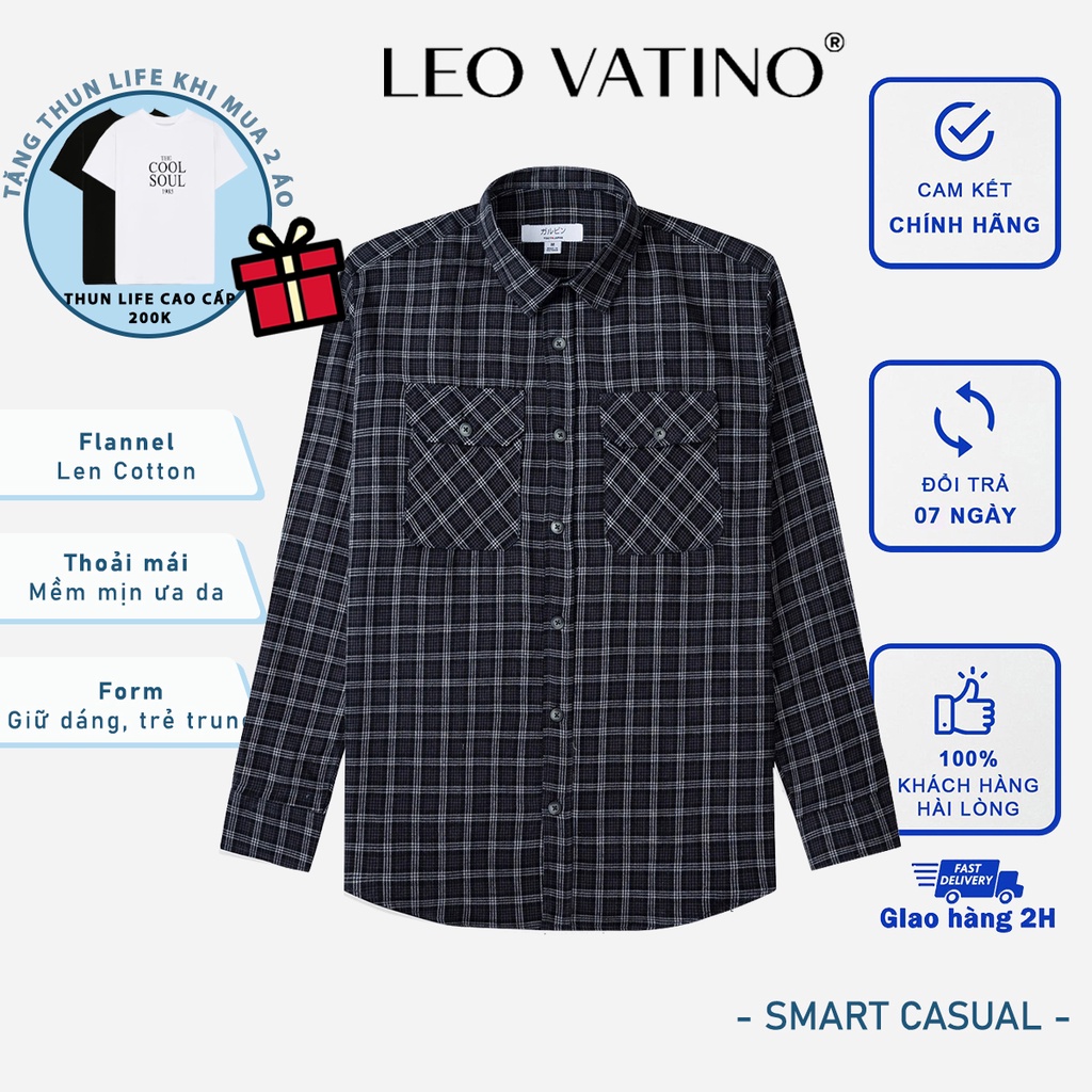 Áo Sơ Mi Galvin Flannel Cotton Len cao cấp, Sơ mi xuất Nhật phong cách Smart casual m8 - Leo Vatino