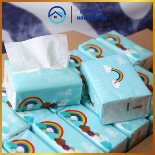 Giấy ăn, giấy lau cầu vồng thùng 30 gói màu trắng siêu dai