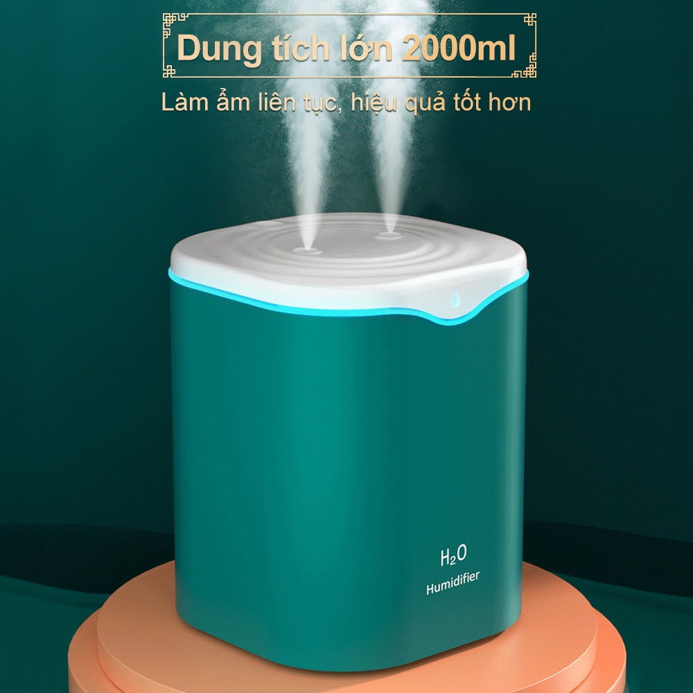 máy Xông Tinh Dầu Mini phun sương tạo ẩm ,Máy khuếch tán tinh dầu dùng làm phòng ngủ dung tích Dung Tích LỚN 2 LÍT 09