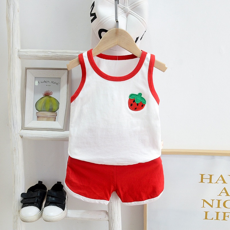 Bộ sát nách in hình hoa quả 5 màu cho bé trai bé gái