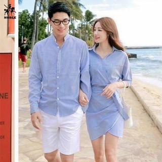 ÁO ĐÔI - Áo sơ mi váy đôi thời trang Hàn Quốc E184 - LoviCouple - Có FeedBack
