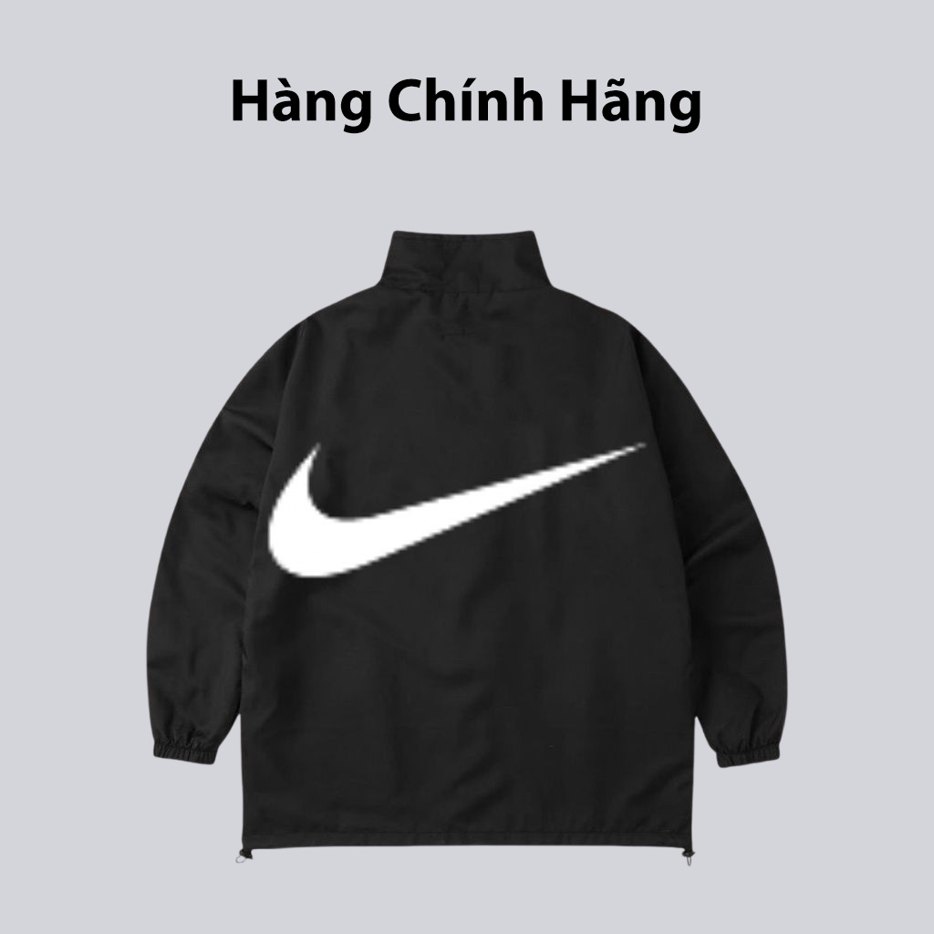 Áo khoác gió Nike black chính hãng đôi nam nữ 2 lớp unisex chất liệu dù cao cấp unisex form rộng brand jacket