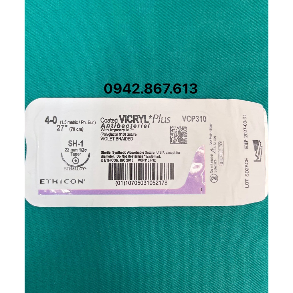 Chỉ Phẫu Thuật Tự Tiêu Vicryl Plus 4/0