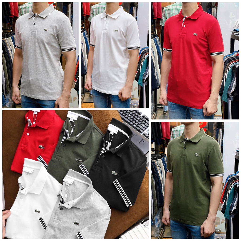 Áo Thun Nam Cổ Polo LACOSTE Viền Kẽ Cổ Vải Da Cá Sấu Mịn Mát Cực Xịn Cao Cấp