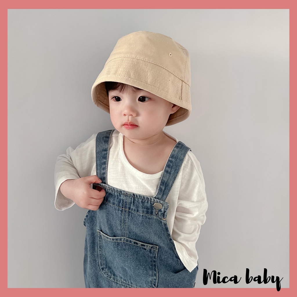Mũ bucket trẻ em, mũ vành rộng màu trơn kiểu dáng Hàn Quốc đáng yêu cho bé MH224 Mica baby