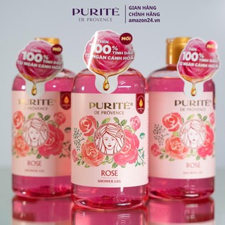 Combo sữa tắm giữ ẩm purite povence hương hoa hồng 500ml