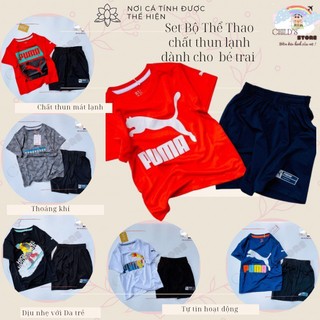Set bộ thun lạnh thể thao cho bé trai từ 2 tuổi đến 7 tuổi, xuất xịn, chất thun bao đẹp, túi zip xịn xò