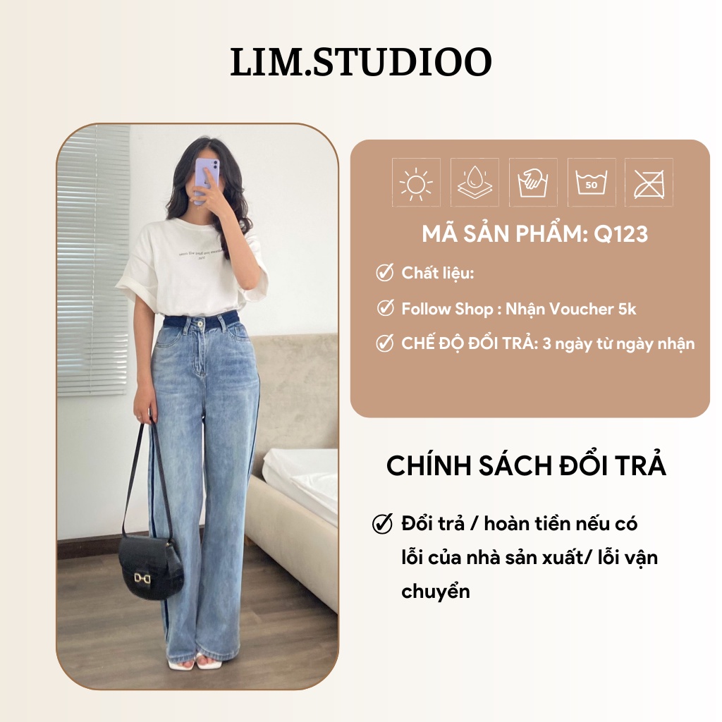 QUẦN JEAN SUÔNG DÀI VIỀN MÀU | lim.studio