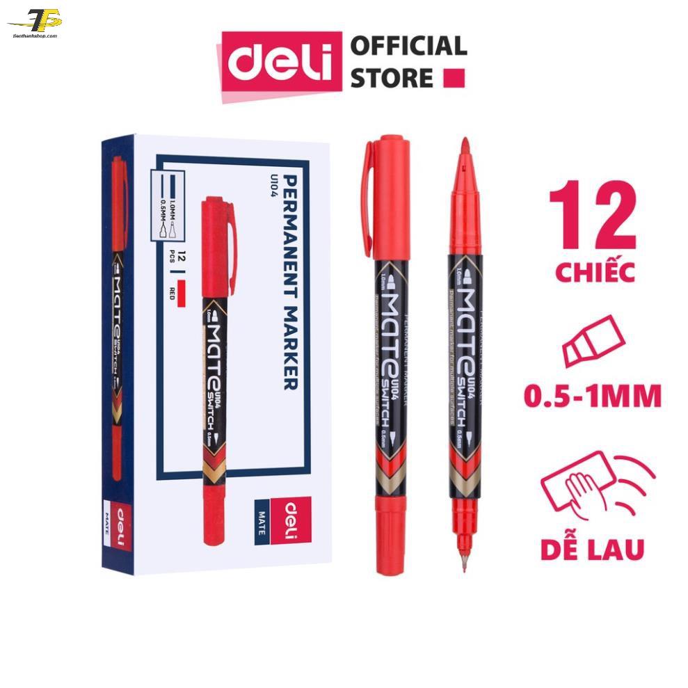 12 cây Bút lông dầu 2 đầu Mate Deli EU10420 / EU10430 / EU10440