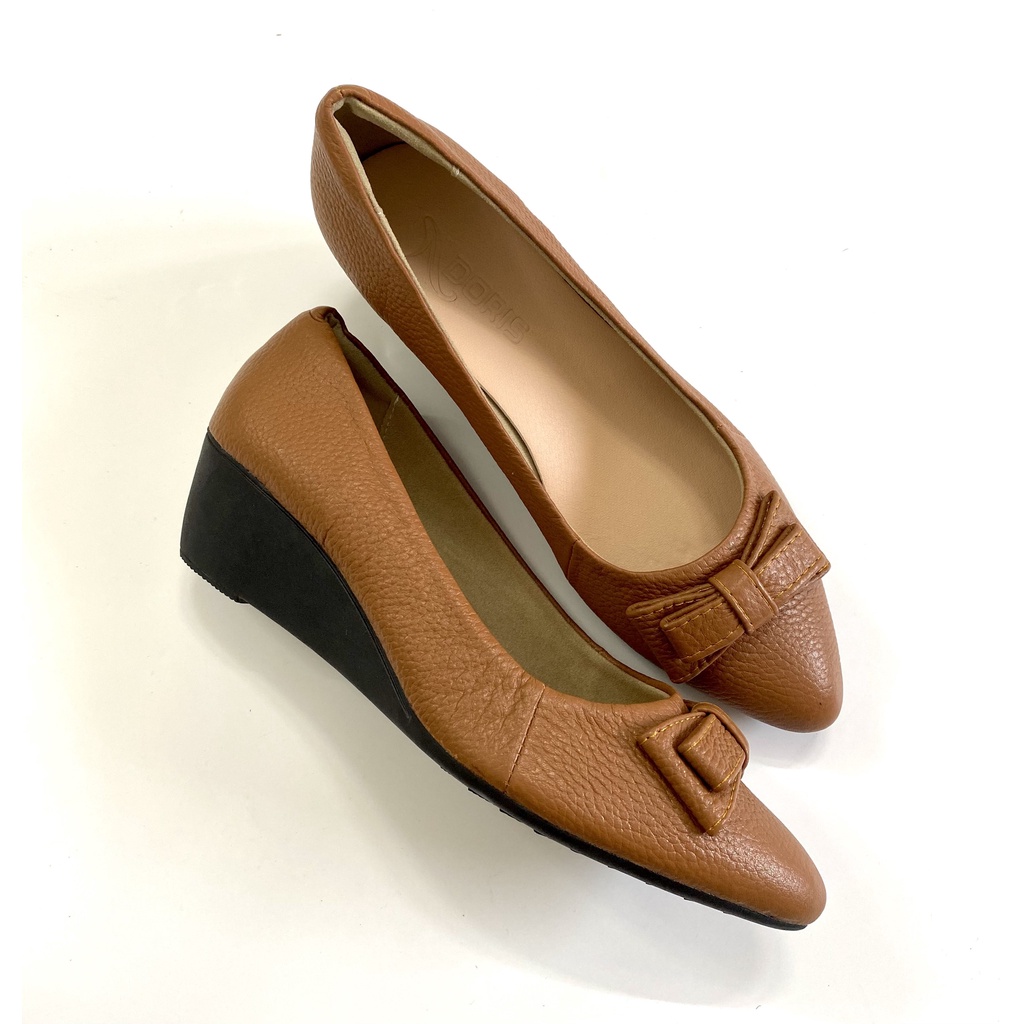 Giày búp bê nữ đế xuồng 5cm DORIS DR501 da thật mũi nhọn gắn nơ xinh- CÓ BẢO HÀNH  .-CÓ SIZE 40.