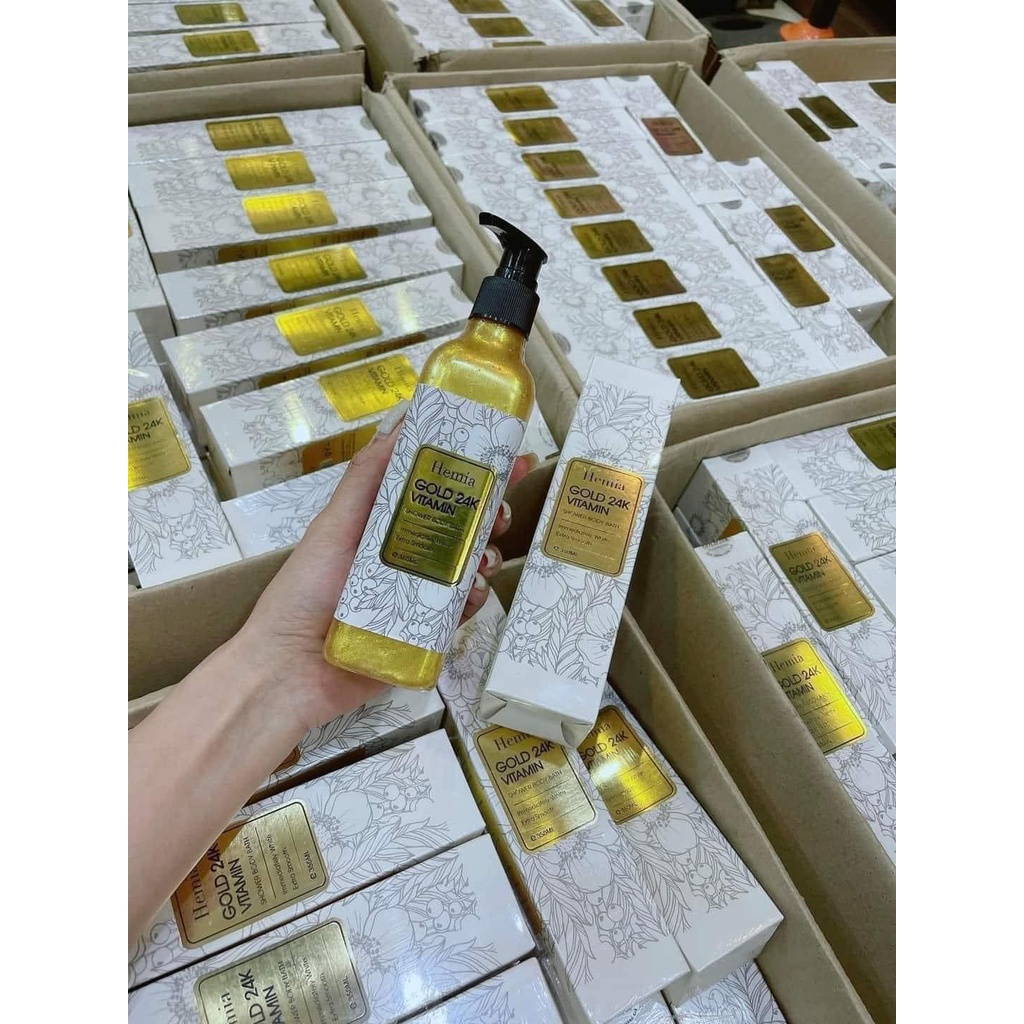 Sữa tắm trắng toàn thân tinh thể vàng 24k Hemia