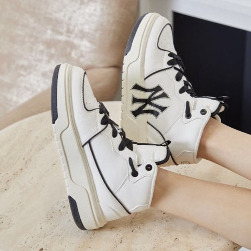 Giày MLB Chunky Liner High White Black, Giày Thể Thao MLB Chunky Liner Đen Trắng Cao Cổ Mẫu Mới 2023 Full Box Bill