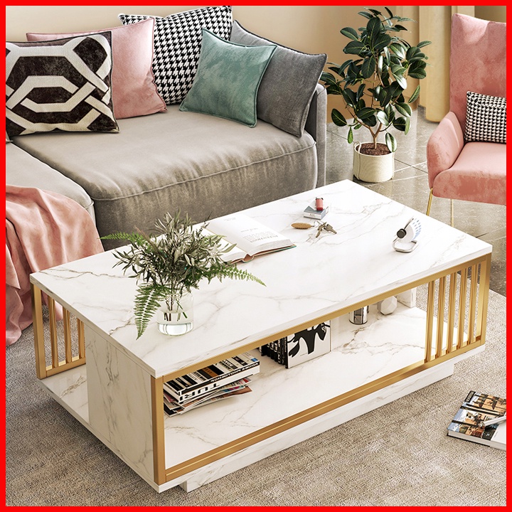 MỚI NHẤT: Bàn trà sofa vân đá cẩm thạch phòng khách hình hộp chữ nhật phong cách châu Âu
