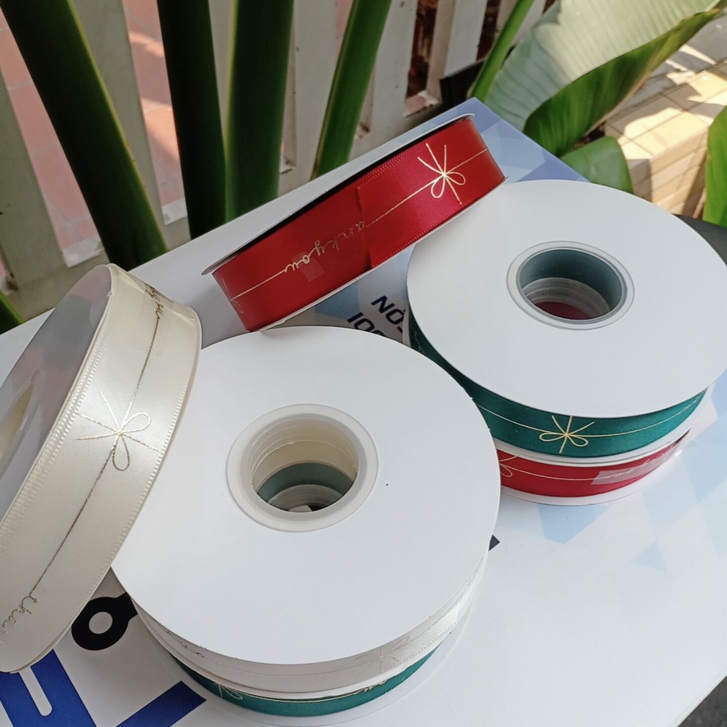 ❤️❤️Ruy Băng Màu In Chữ "Thank You" 2.5Cm Dài 47m Đóng Gói Quà Tặng