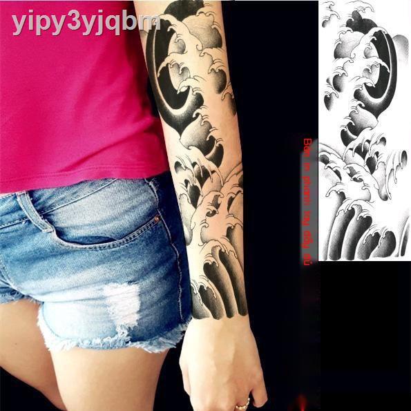 ♝☈❁Hoa lớn cánh tay nam nữ hình xăm không thấm nước dán kéo dài đầy đủ cánh tay đầy đủ chân cá chép phun hoa chân đầu lâ
