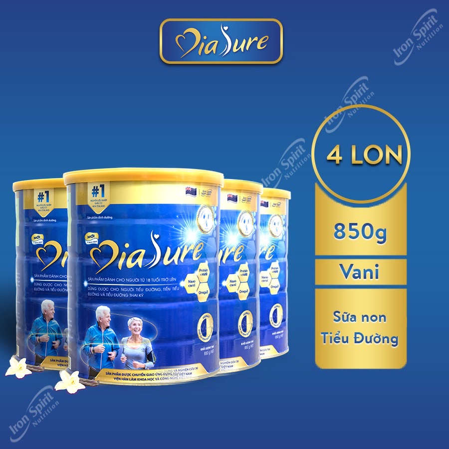 Mua 4 TẶNG 2,Sữa Non Diasure 850g, Chuyên biệt dùng cho người Tiểu Đường, Bổ sung thêm Nano canxi, Omega3, Protein HMB