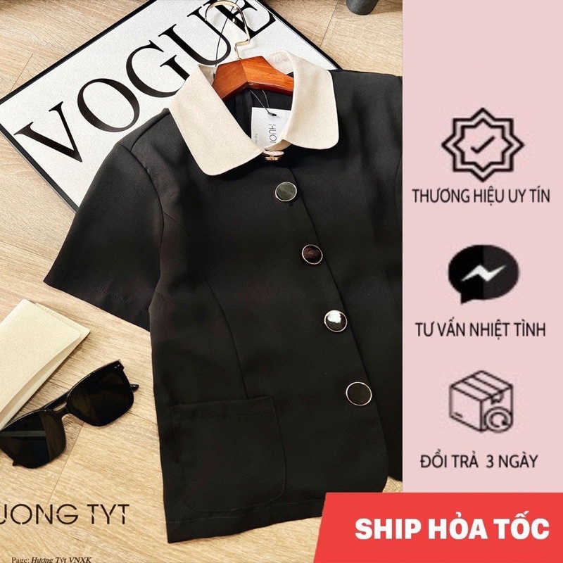 Áo somi thiết kế Cora Design by HuongTyt, phối cúc kim loại