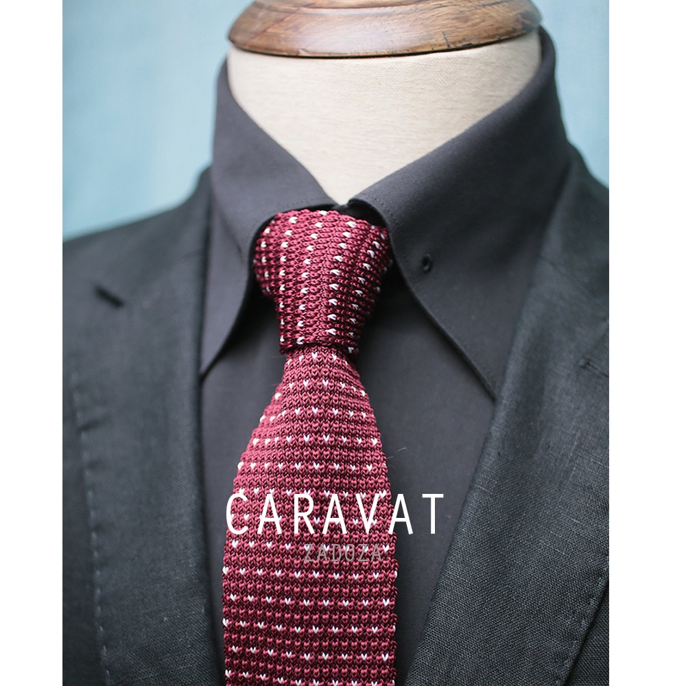 Cà vạt len CARAVAT knit tie cho nam phụ kiện mặc vest lịch lãm ấn tượng (bản 6 cm)