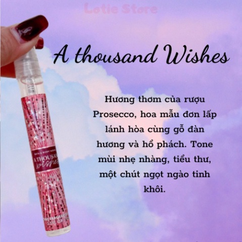 Xịt thơm 10ml chai chiết Body Mist của Mỹ chính hãng B&BW thơm lâu Cao Cấp