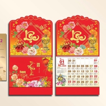 Lịch tết 2023, Lịch âm dương treo tường 12 tờ 30x40cm mỗi tháng là 1 tờ