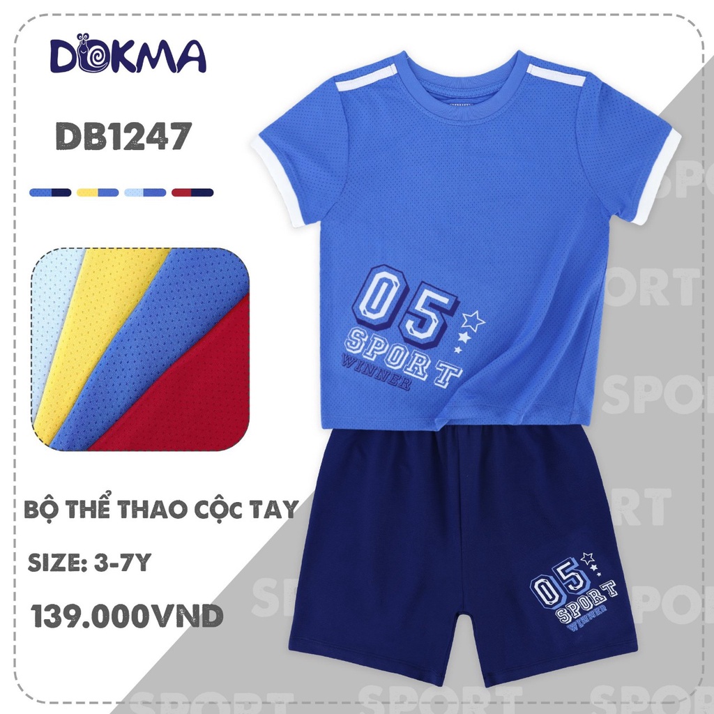 DB1247 - DB1256 Bộ thể thao bóng đá cộc tay bé trai Dokma