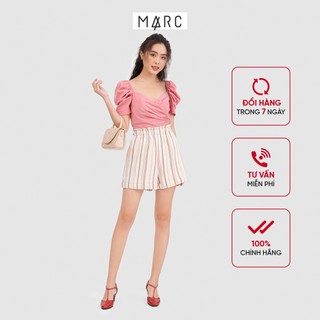 Quần nữ MARC FASHION short lưng thun hoạ tiết sọc FAVH022521