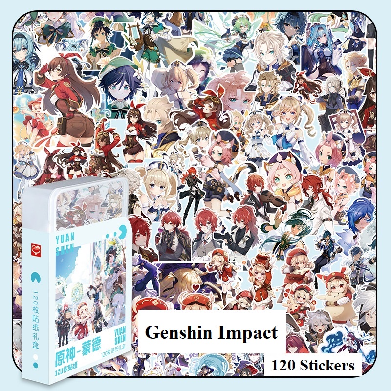 Genshin Impact | Hộp nhựa 120 miếng hình dán Sticker