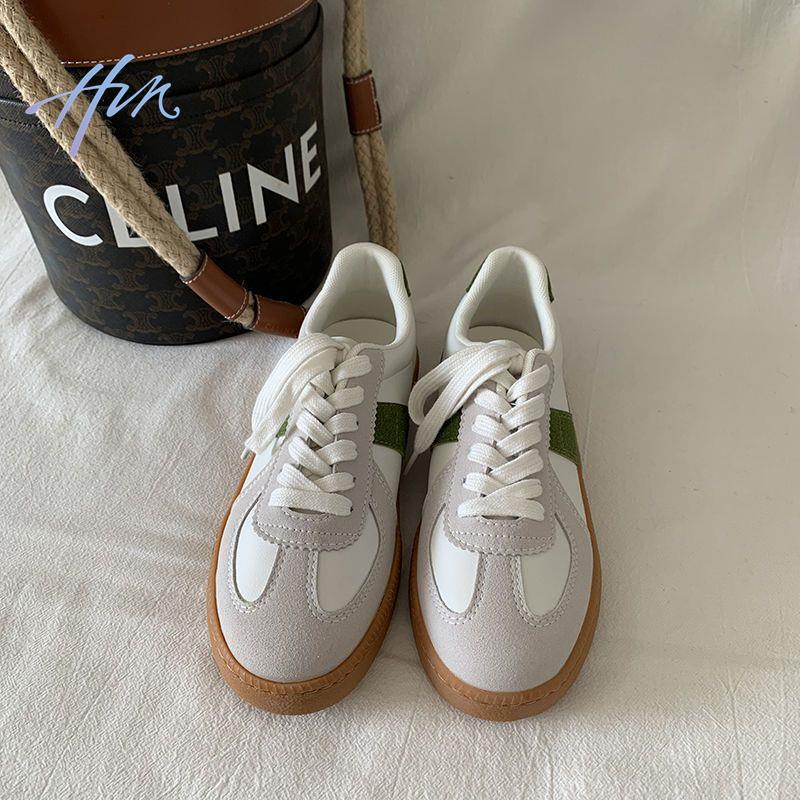 Giày Thể Thao Đế Bằng Màu Trắng Dễ Phối Đồ Thời Trang Phong Cách Hàn Quốc Cho Nữ