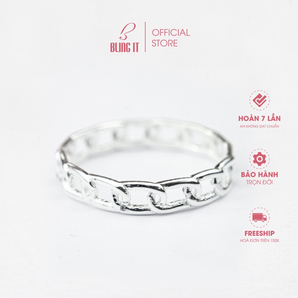 Nhẫn Bạc 925 Cao Cấp BLING IT Họa Tiết Mắt Xích Đơn Giản Độc Đáo - BIN304