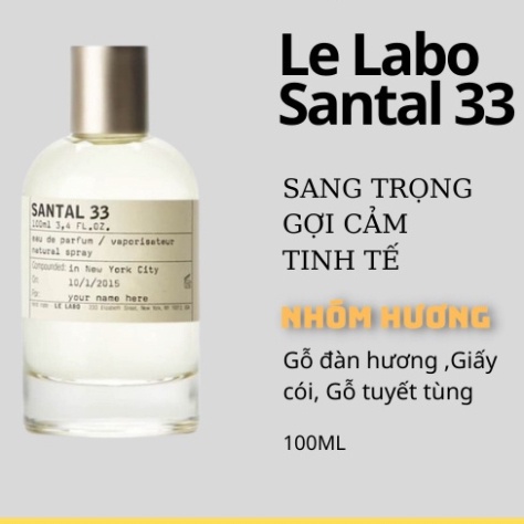 Nước hoa nam chính hãng cao cấp Le La.bo Santal 13 33, dầu thơm lâu mẫu thử 100ml hương thơm dịu nhẹ sang trọng quý phái