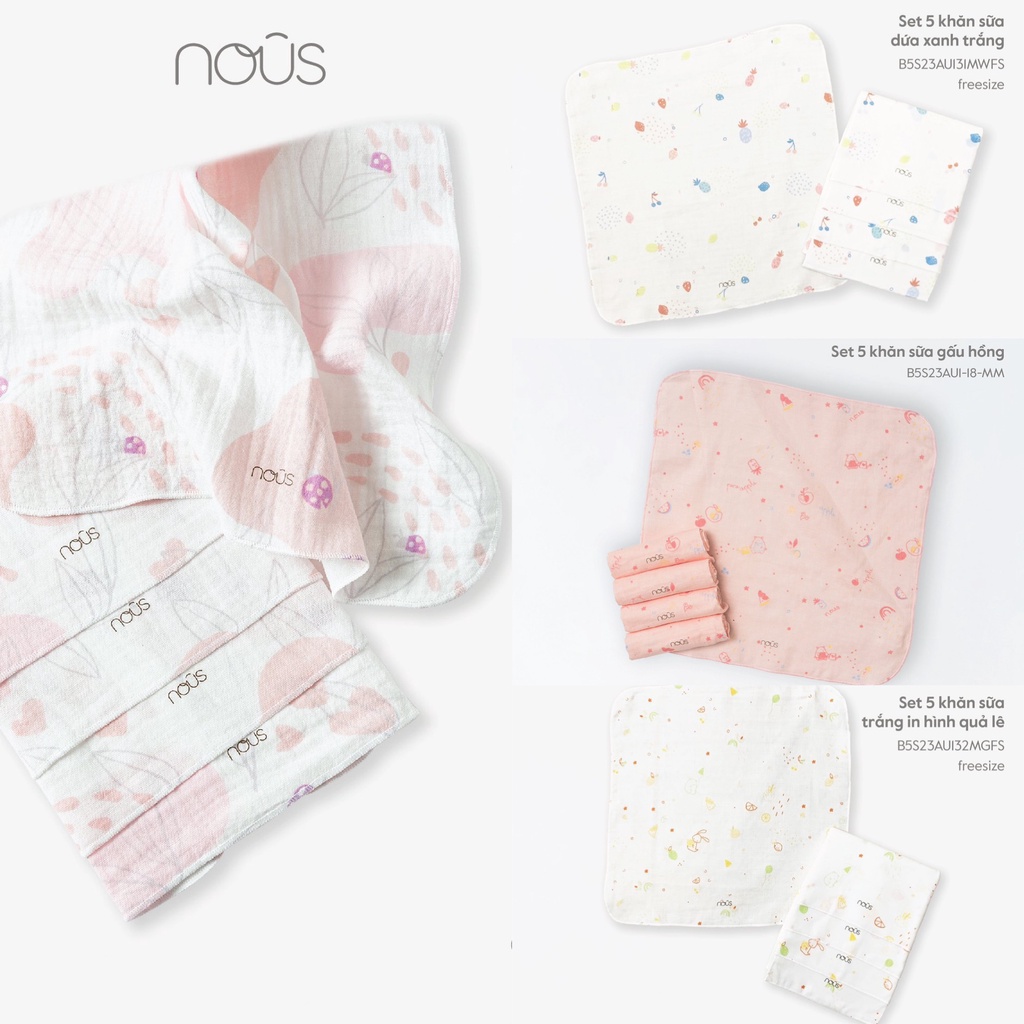 [FULL] Set 5 khăn sữa Nous (các mẫu)