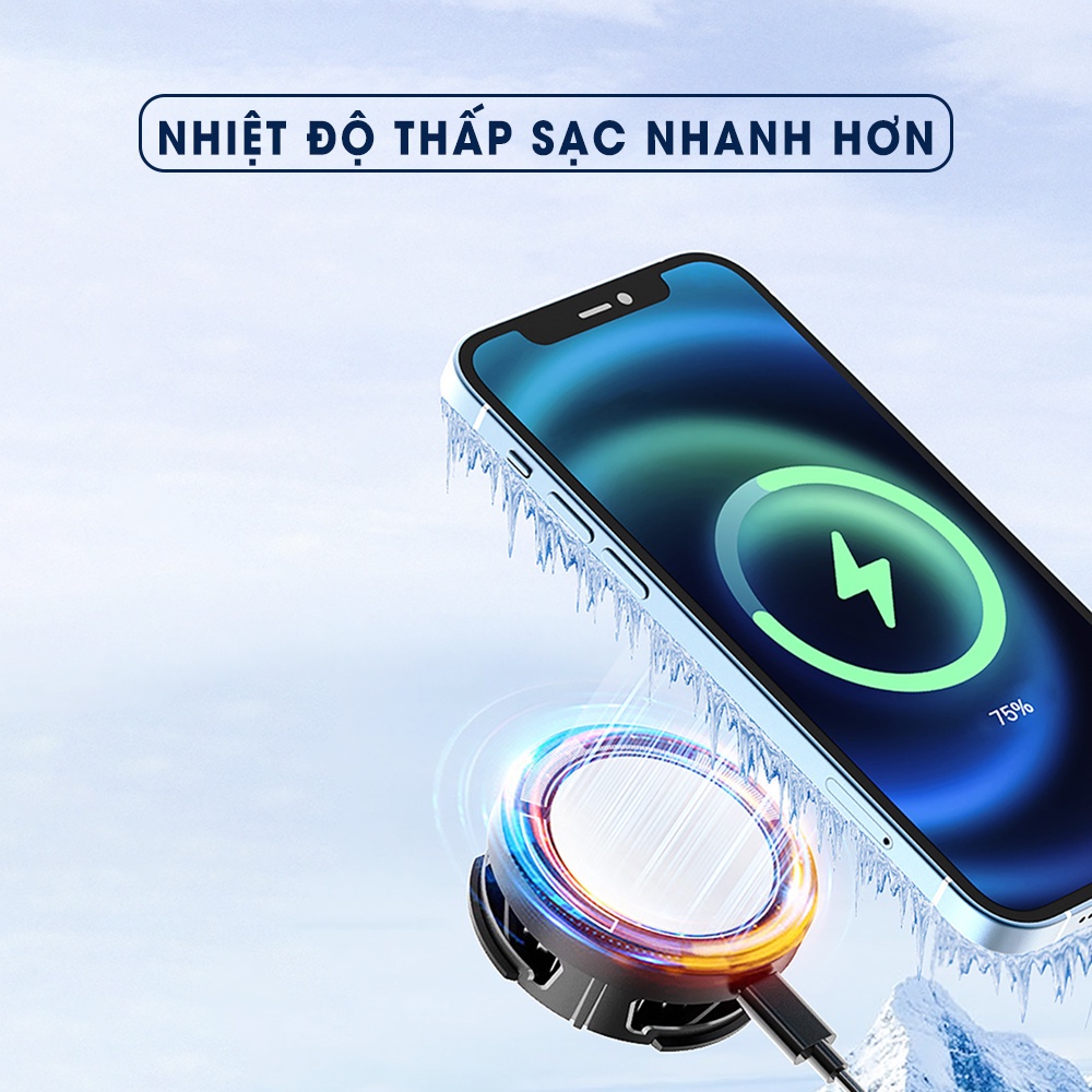 Quạt tản nhiệt điện thoại sò lạnh SIDOTECH CX02 nam châm từ tính gaming đèn led RGB chơi game mobile FF Liên Quân PUBG