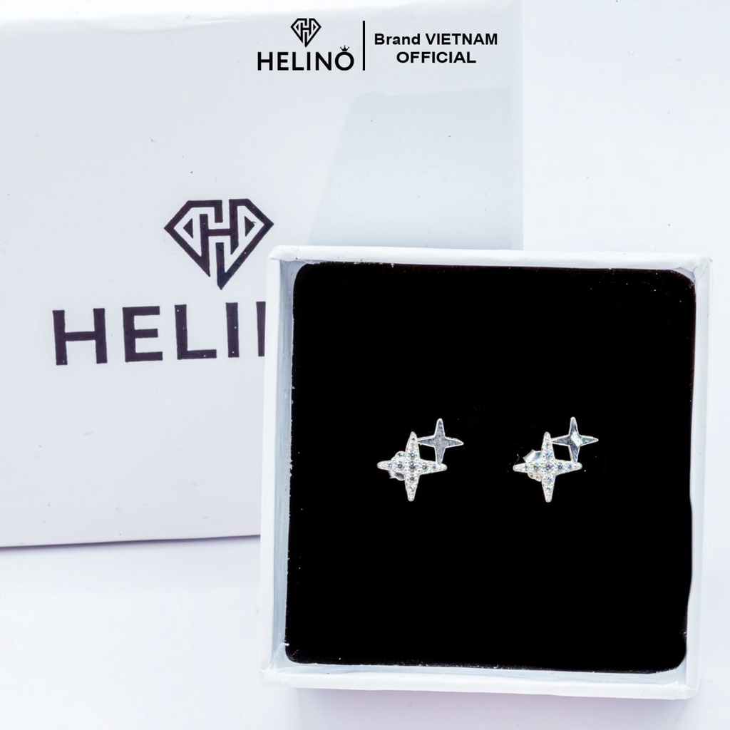 Khuyên tai bạc nữ HELINO Double Stars lấp lánh T13