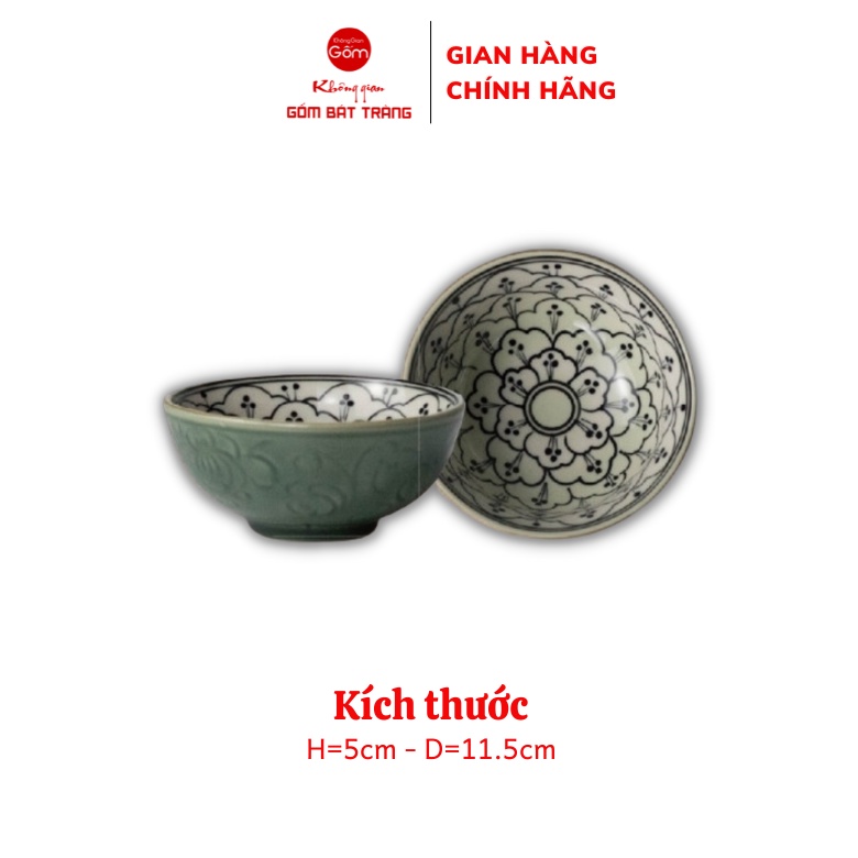 Bát ăn cơm, chén ăn cơm hoa văn bèo, bát cơm gốm bát tràng