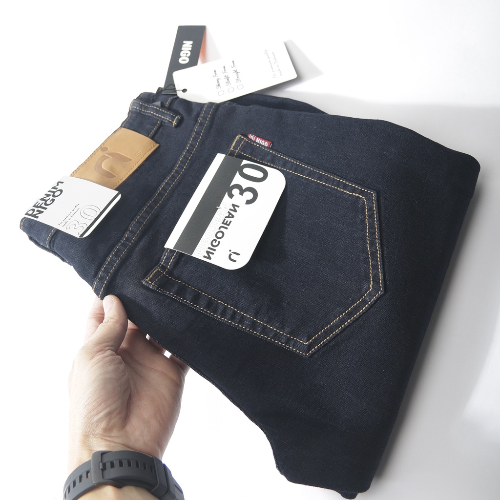 Quần jean nam skinny tape QJ06 Nigo ống ôm màu xanh navy co dãn ống ôm cao cấp