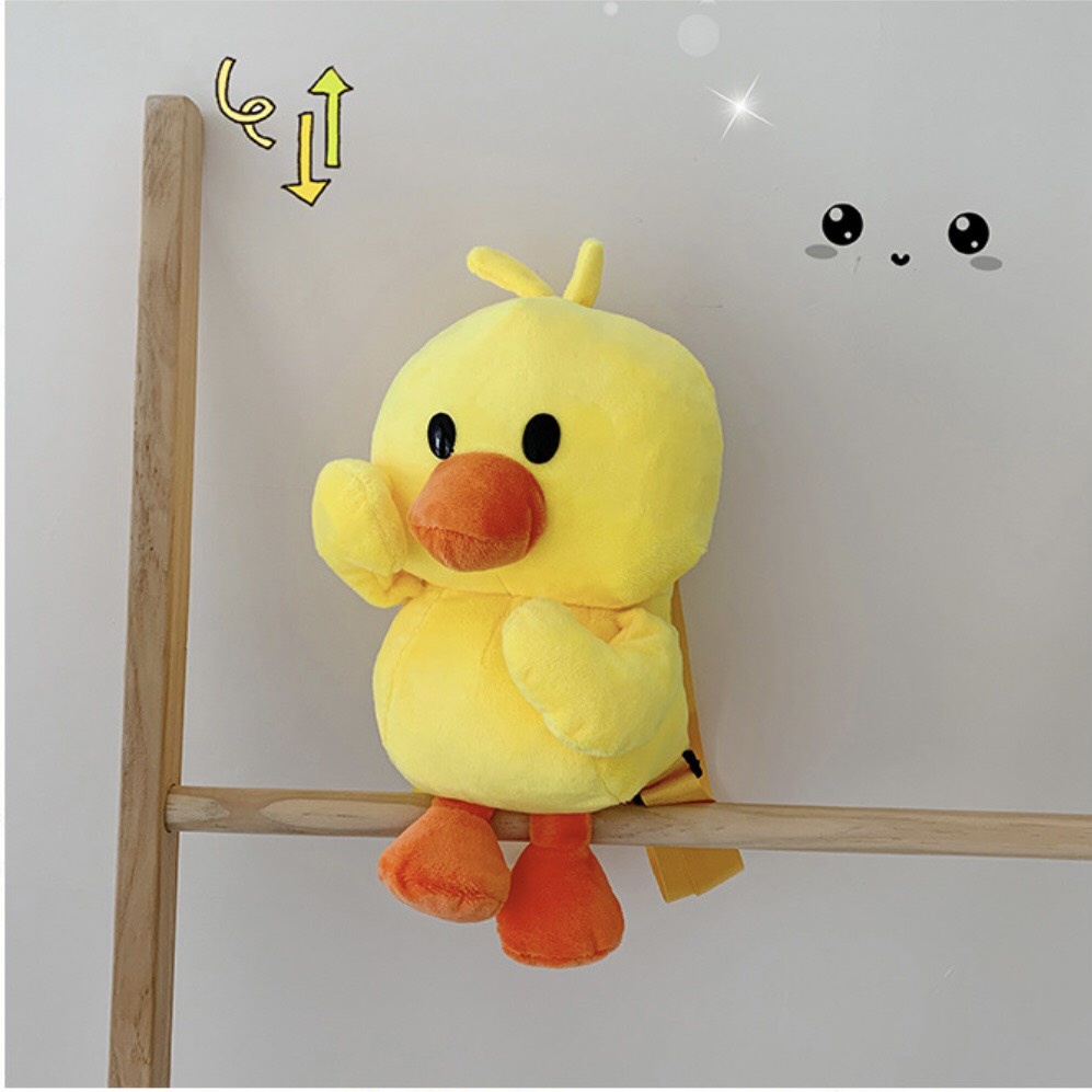 Ba Lô Thú Nhồi Bông Hình Con Vịt Vàng - Túi Đeo Vai Gấu Bông Dễ Thương