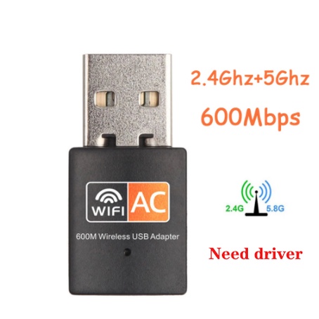 Thẻ Mạng Không Dây 600Mbps RTL8811CU Mini USB Thu Tín Hiệu WiFi LAN 2.4GHz + Ăng Ten 5GHz Cho PC Windows | BigBuy360 - bigbuy360.vn