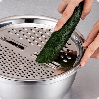 Bộ thau rổ Inox đa năng có bàn nạo rau củ