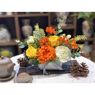 Chậu hoa giả chất lụa mềm mại trang trí đẹp chậu ngẫu nhiên pknd flowers & decor