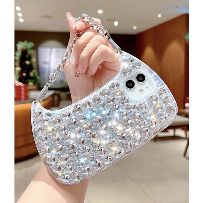 ✨Ốp lưng điện thoại iPhone kiểu dáng túi xách đính hột lấp lánh sang trọng độc l