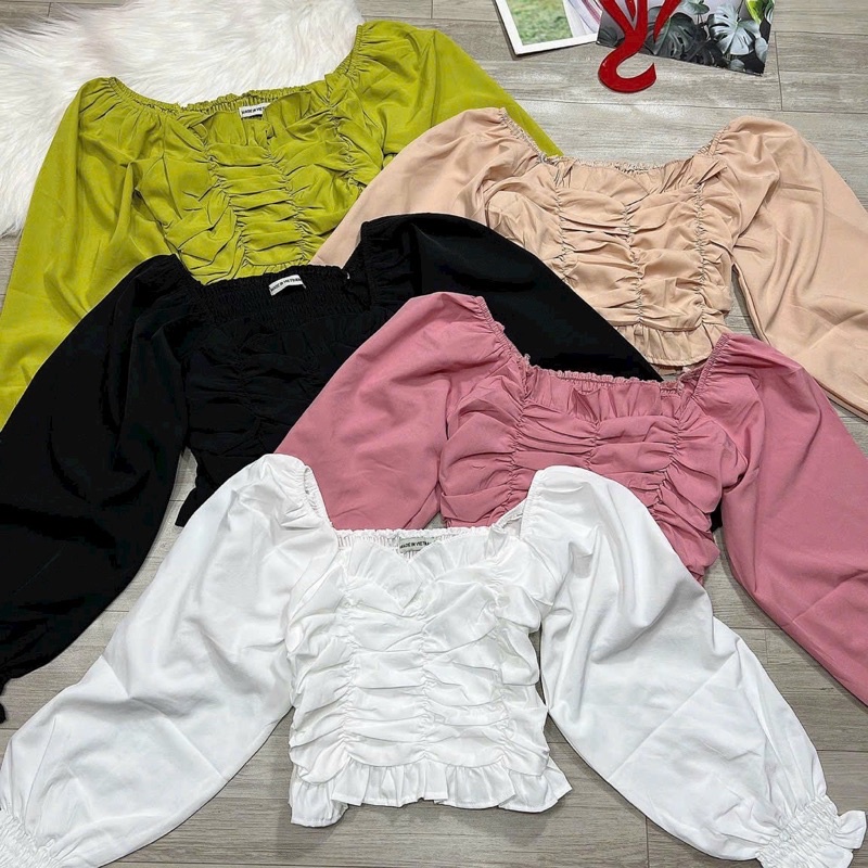 Áo kiểu bo thun sau