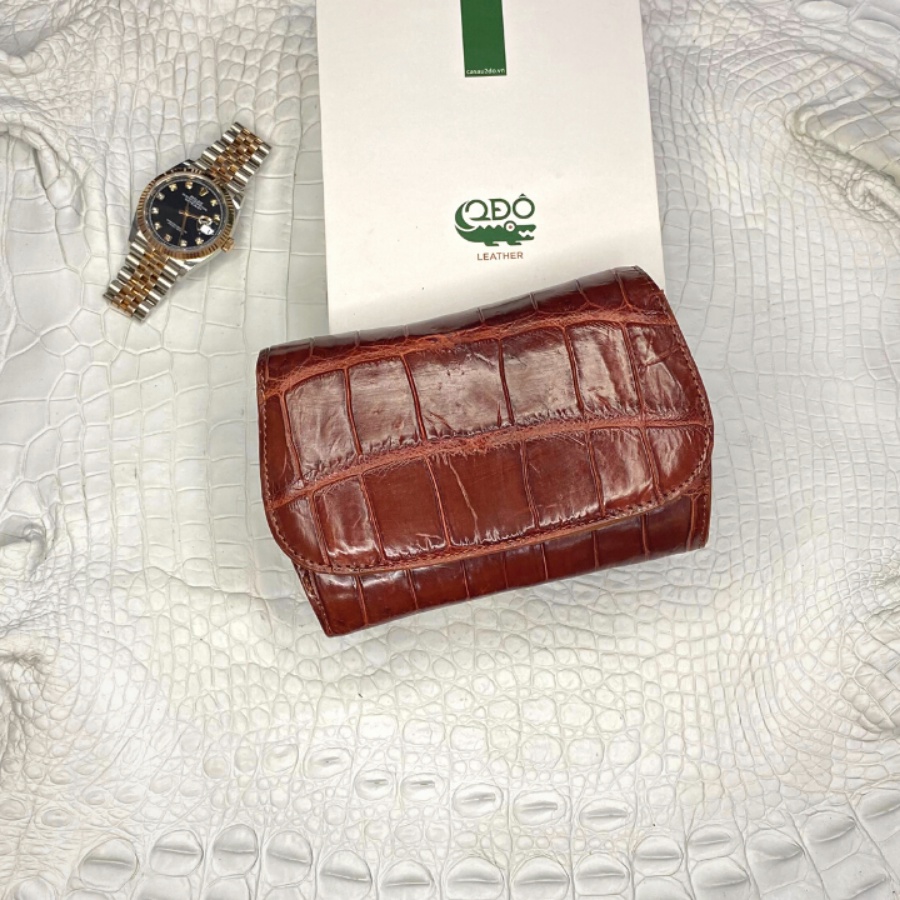 Ví Gấp 3 Da Cá Sấu Mini 2DO LEATHER Da V13 Kích Thước  Quà Tặng Cho Người Thân, Sang Trọng, Chính Hãng