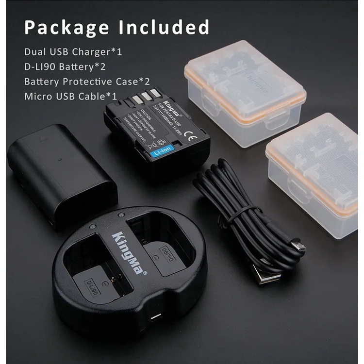 Pentax D-Li90 D-BC90 | Pin và sạc máy ảnh Pentax K1 K3 K5 K7 645D/Z K-1 K-3 K-5 K-7 645 Kingma Pentax DLi90 DBC90