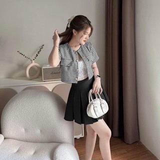 Set caro chân váy xếp ly bigsize_saigon(50-90kg)