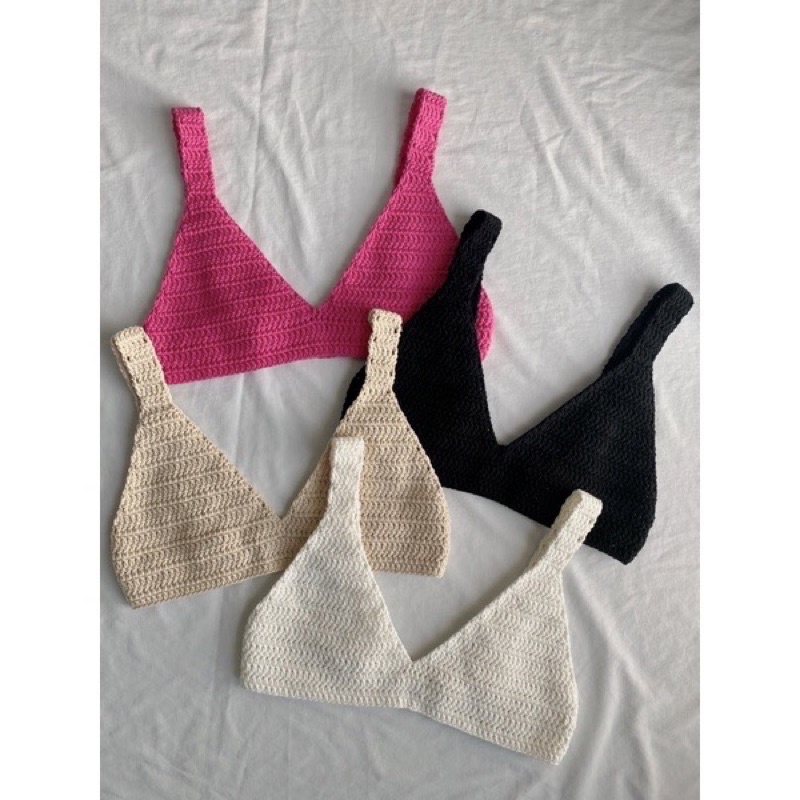 Áo Len Móc Hai Dây Bra Top Handmade Crochet