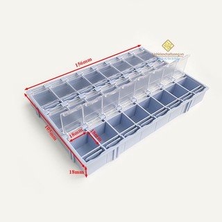 Hộp đựng linh kiện 24 ngăn 156x105x18mm T-156 mở nắp từng ngăn